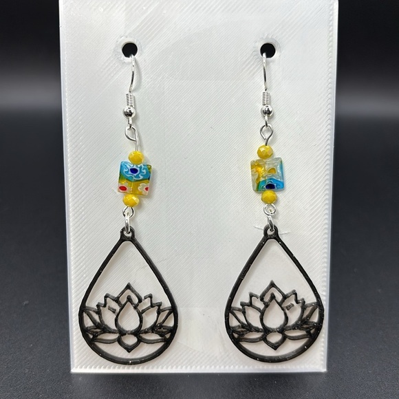 Lotus Teardrop Earrings - Picture 3 of 6